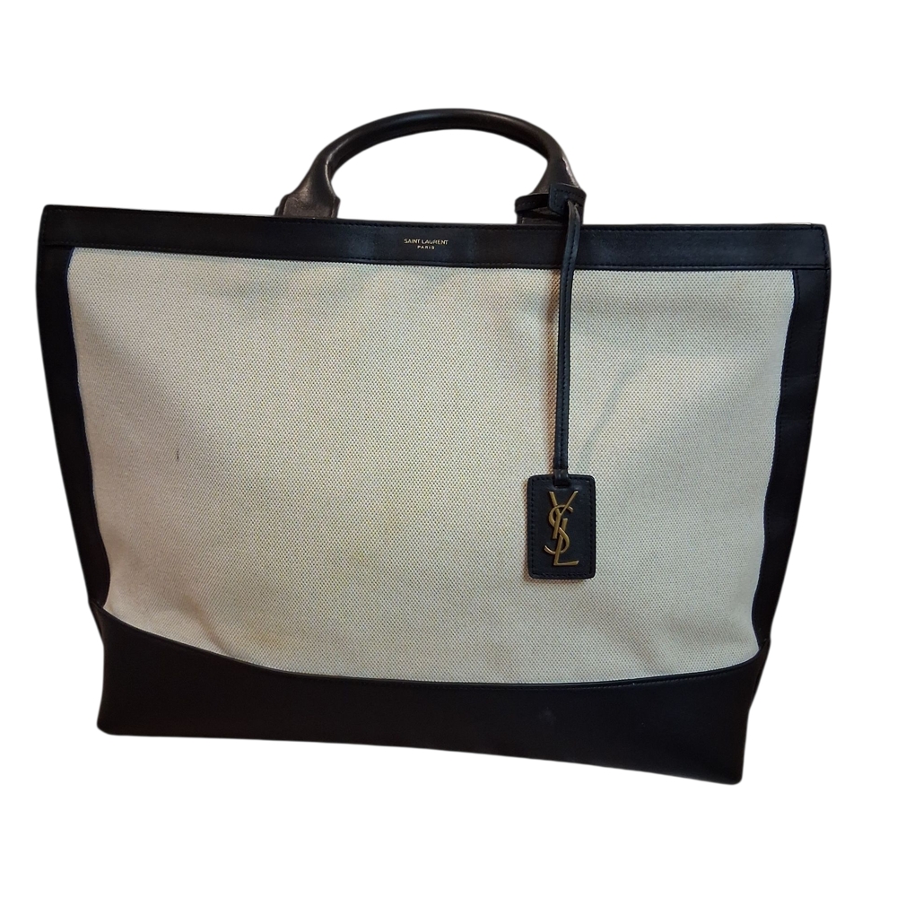 Yves Saint Laurent Black and Cream Men's Tote Bag